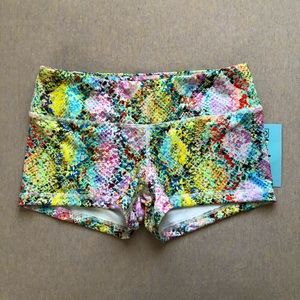 Fleo iridescent snakeskin shorts